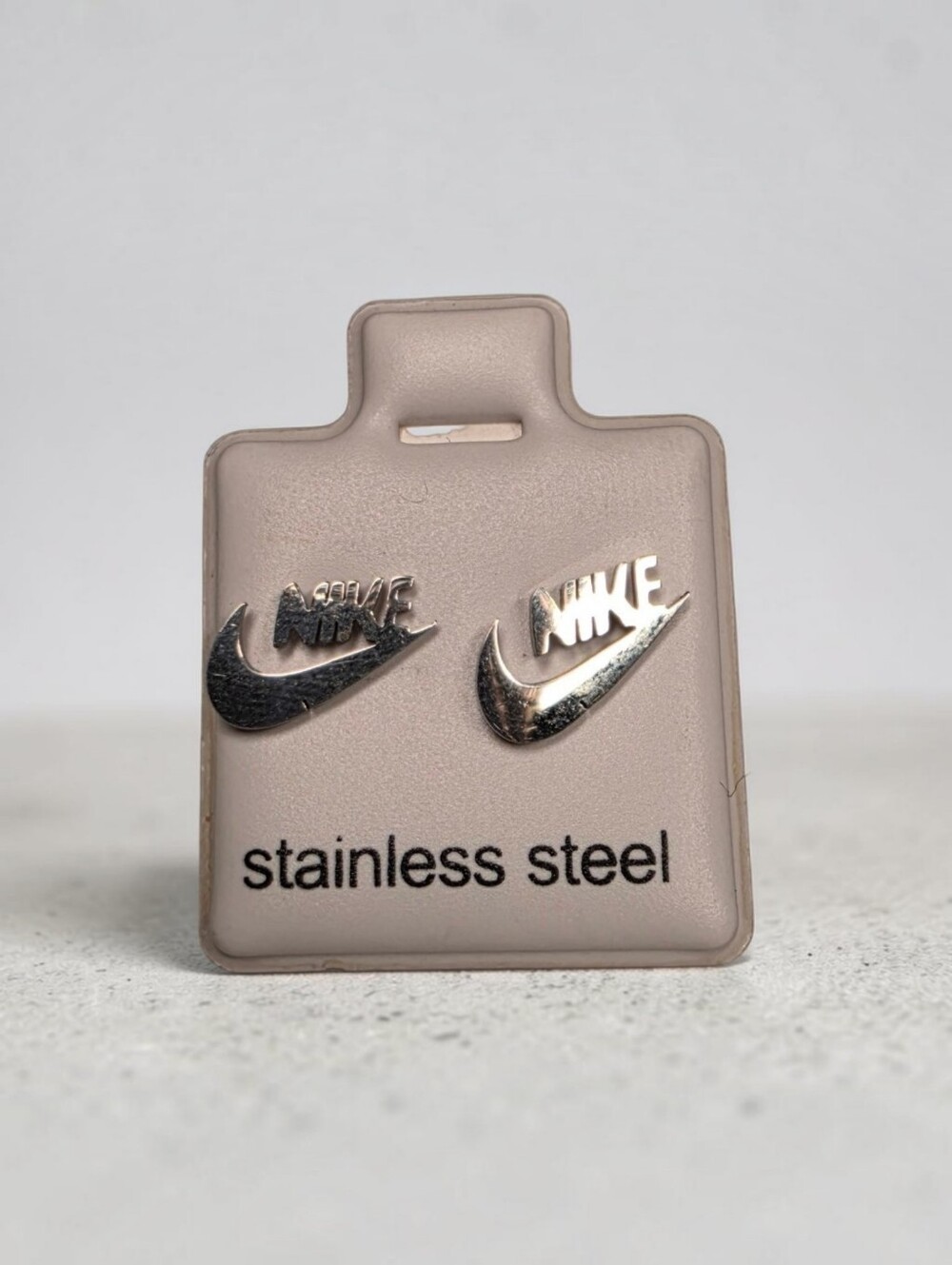Nike Silver-tone Stainless Steel Swoosh Stud Earrings NWT!